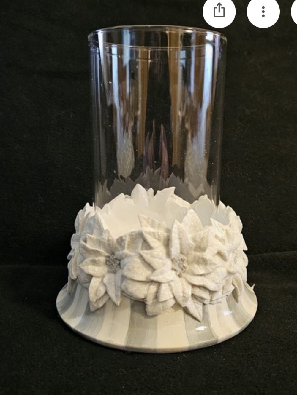 MacKenzie-Childs Crystal Palace Poinsettia Glass Pillar Candle Holder NWT